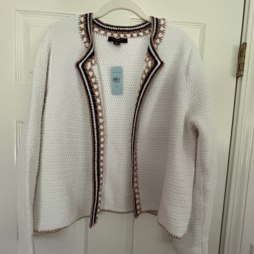 AnnTaylor white crochet sweater/jacket
